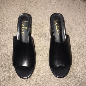 Black Platform Mules